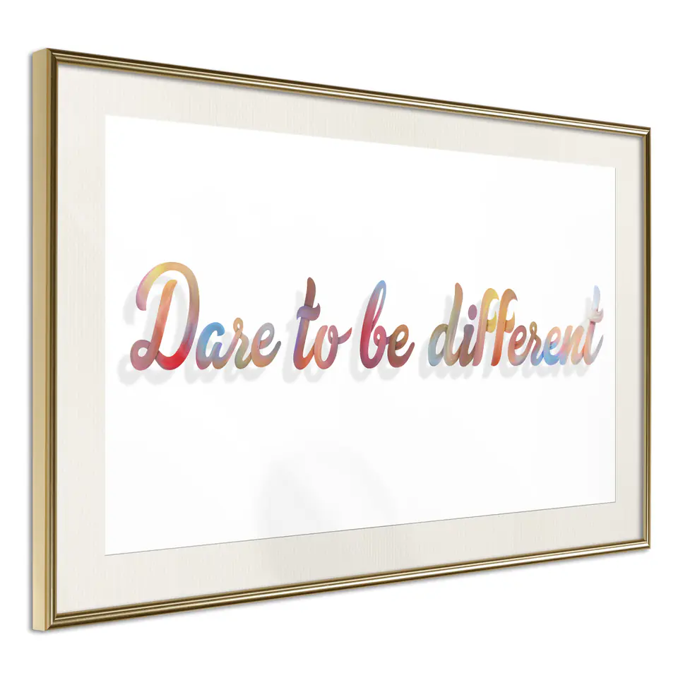 ⁨Poster - Dare to be yourself (size 45x30, finish Gold frame with passe-partout)⁩ at Wasserman.eu