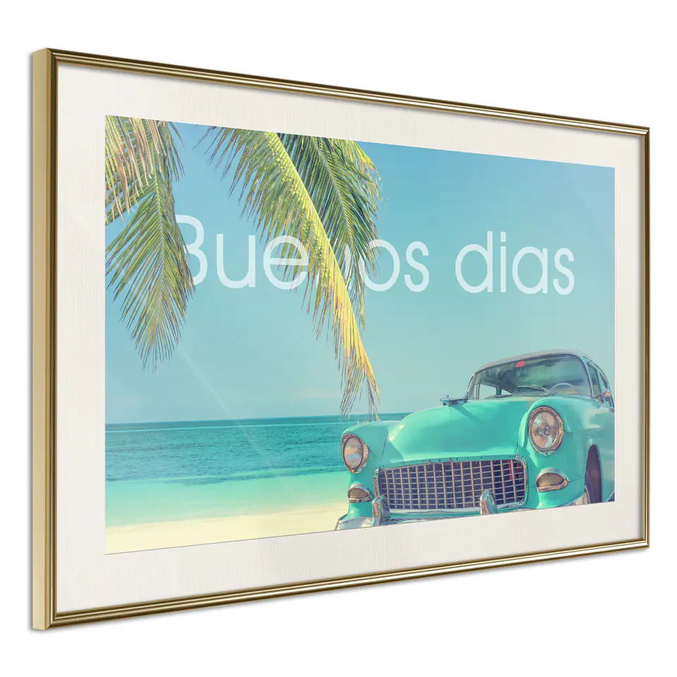 ⁨Poster - Welcome to paradise (size 45x30, finish Gold frame with passe-partout)⁩ at Wasserman.eu