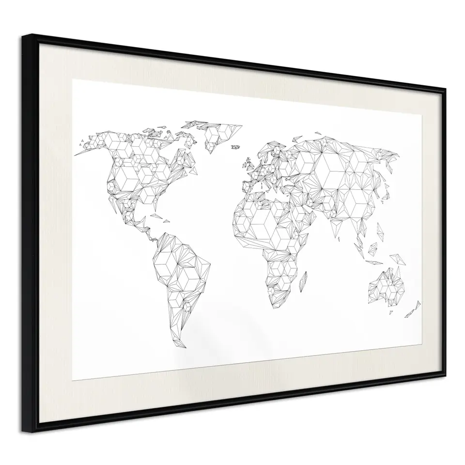 ⁨Poster - The world of diamonds and triangles (size 30x20, finish Black frame with passe-partout)⁩ at Wasserman.eu