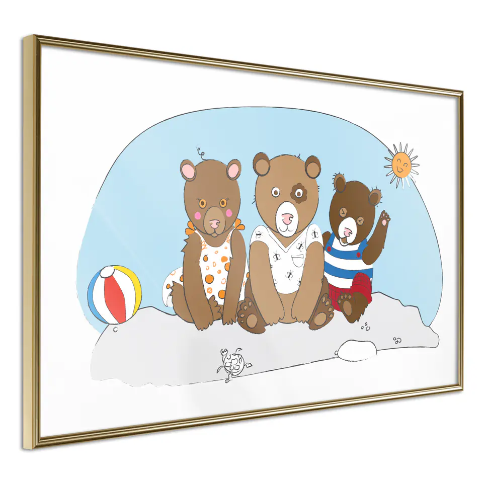 ⁨Poster - Holidays by the sea (size 30x20, finish Gold frame)⁩ at Wasserman.eu