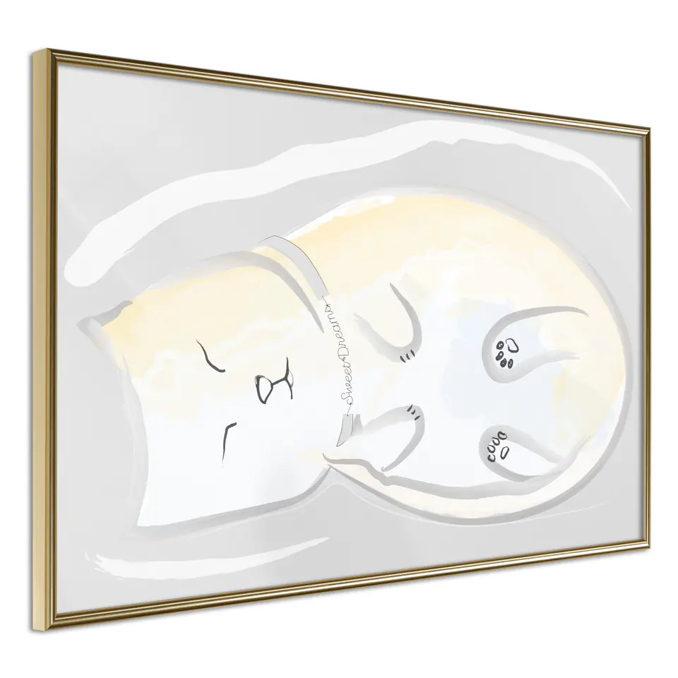 ⁨Poster - Happy kitten (size 30x20, finish Frame gold)⁩ at Wasserman.eu