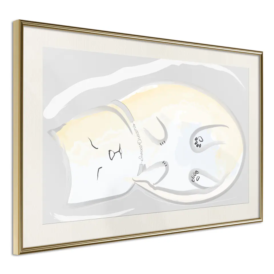 ⁨Poster - Happy kitten (size 30x20, finish Gold frame with passe-partout)⁩ at Wasserman.eu