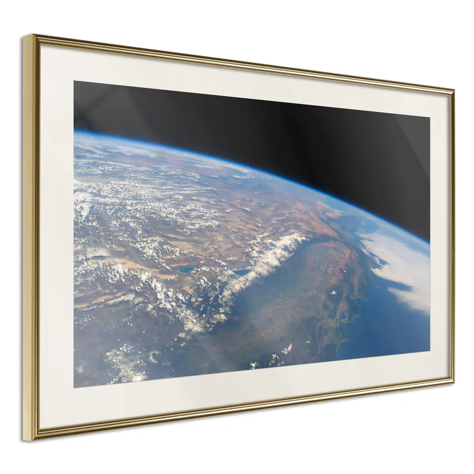 ⁨Poster - Curvature of the Earth (size 45x30, finish Gold frame with passe-partout)⁩ at Wasserman.eu