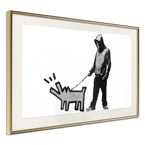 ⁨Poster - Banksy: Choose Your Weapon (size 60x40, finish Gold frame with passe-partout)⁩ at Wasserman.eu
