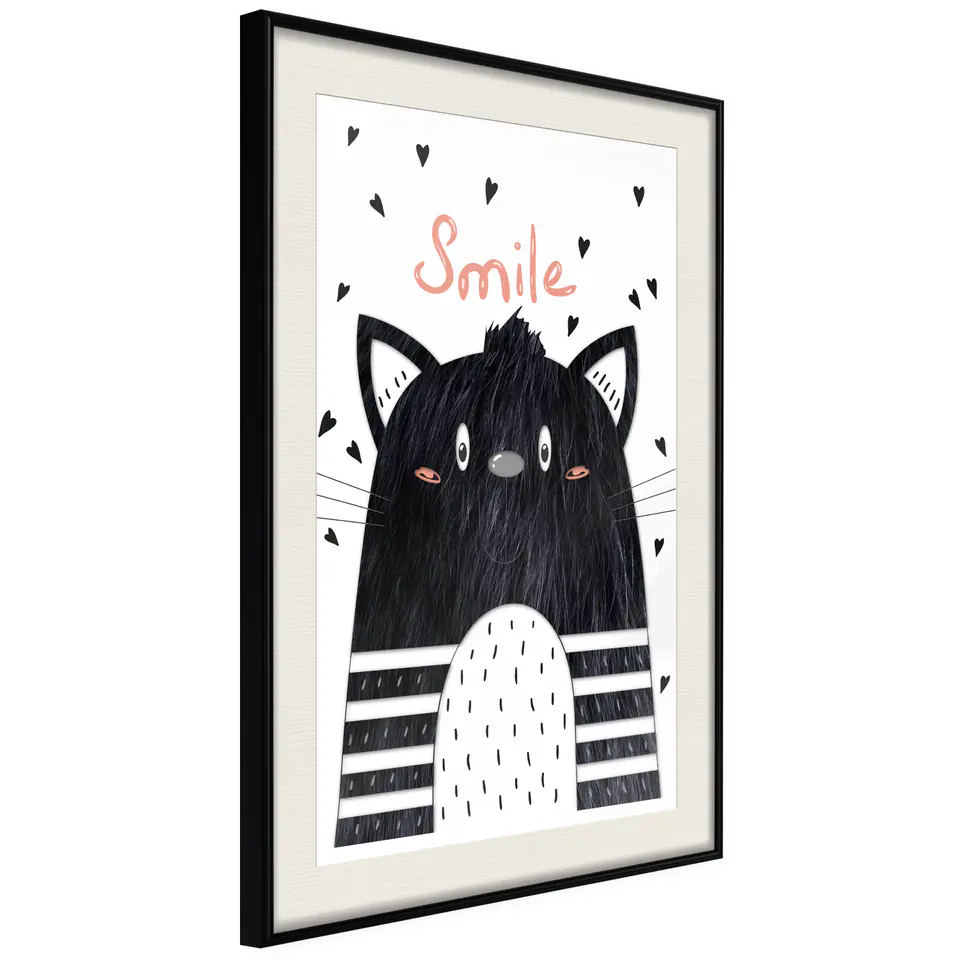 ⁨Poster - Cheerful kitten (size 40x60, finish Black frame with passe-partout)⁩ at Wasserman.eu