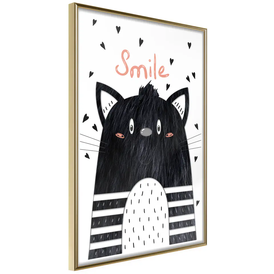 ⁨Poster - Cheerful kitten (size 20x30, finish Frame gold)⁩ at Wasserman.eu