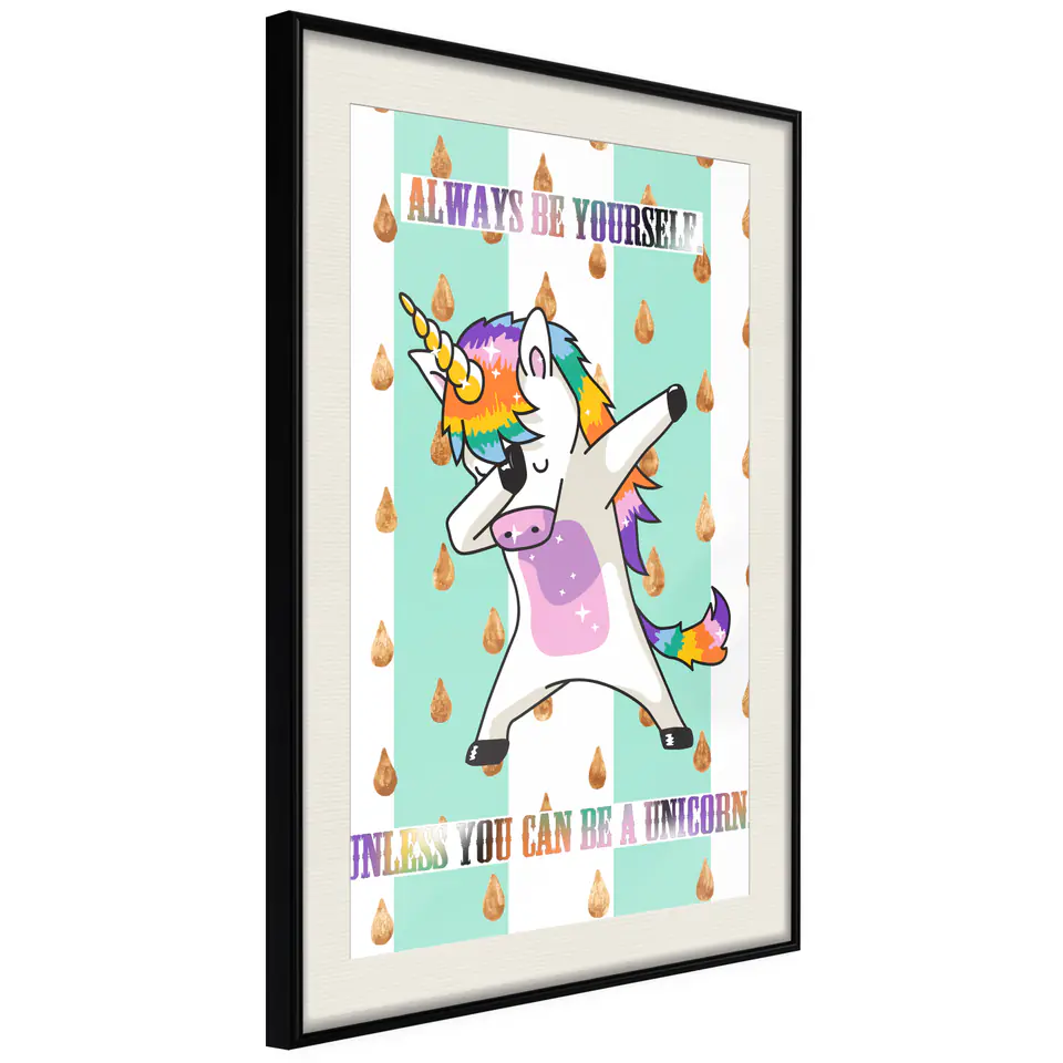 ⁨Poster - Dabujący unicorn (size 20x30, finish Black frame with passe-partout)⁩ at Wasserman.eu