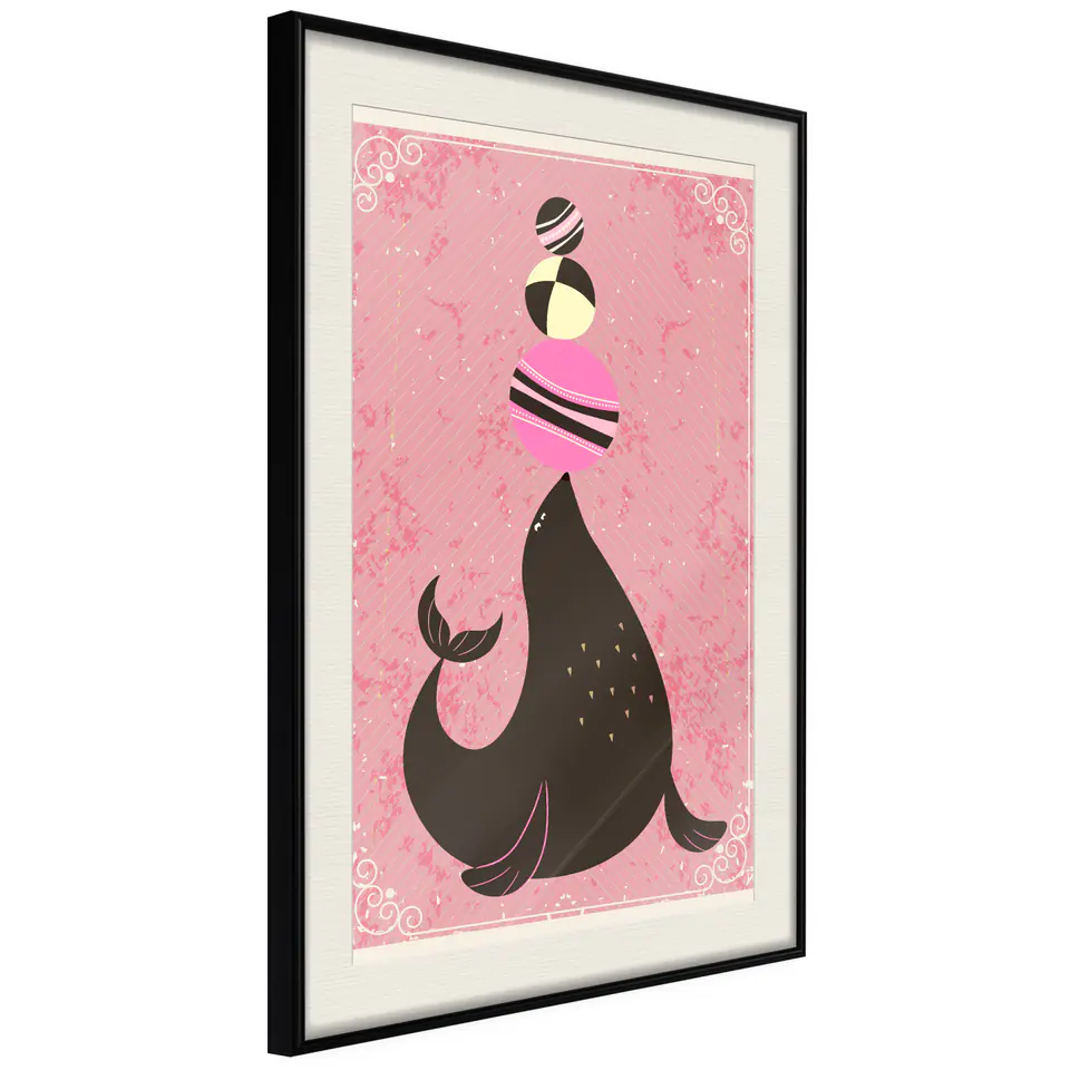 ⁨Poster - Circus seal (size 20x30, finish Black frame with passe-partout)⁩ at Wasserman.eu