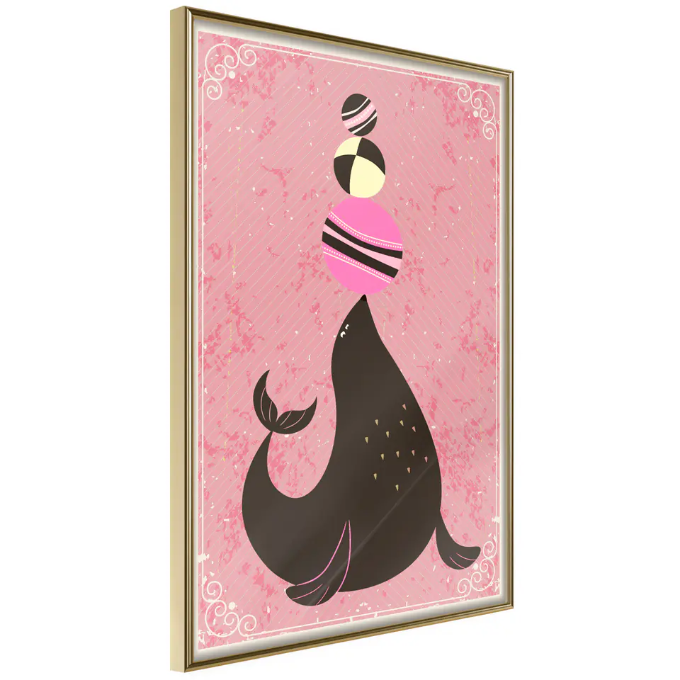 ⁨Poster - Circus seal (size 20x30, finish Gold frame)⁩ at Wasserman.eu