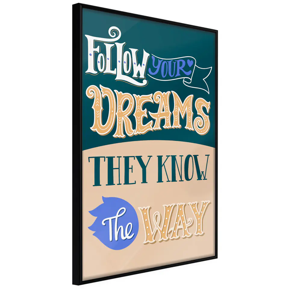 ⁨Poster - Dreams know the way (size 20x30, finish Frame black)⁩ at Wasserman.eu