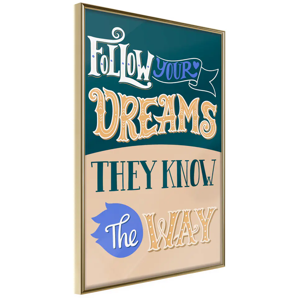 ⁨Plakat - Follow your dreams [Poster] (rozmiar 20x30, wykończenie Rama złota)⁩ w sklepie Wasserman.eu