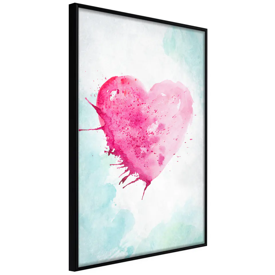 ⁨Plakat - Akwarelowe serce [Poster] (rozmiar 20x30, wykończenie Rama czarna)⁩ w sklepie Wasserman.eu