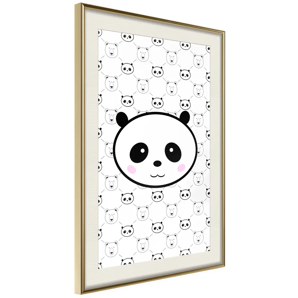 ⁨Plakat - Pandy i niedźwiedzie [Poster] (rozmiar 20x30, wykończenie Rama złota z passe-partout)⁩ w sklepie Wasserman.eu