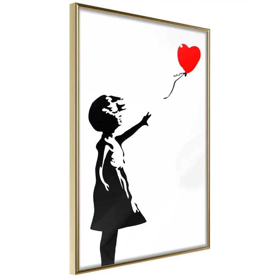 ⁨Poster - Banksy: Girl with Balloon I (size 20x30, finish Gold frame)⁩ at Wasserman.eu