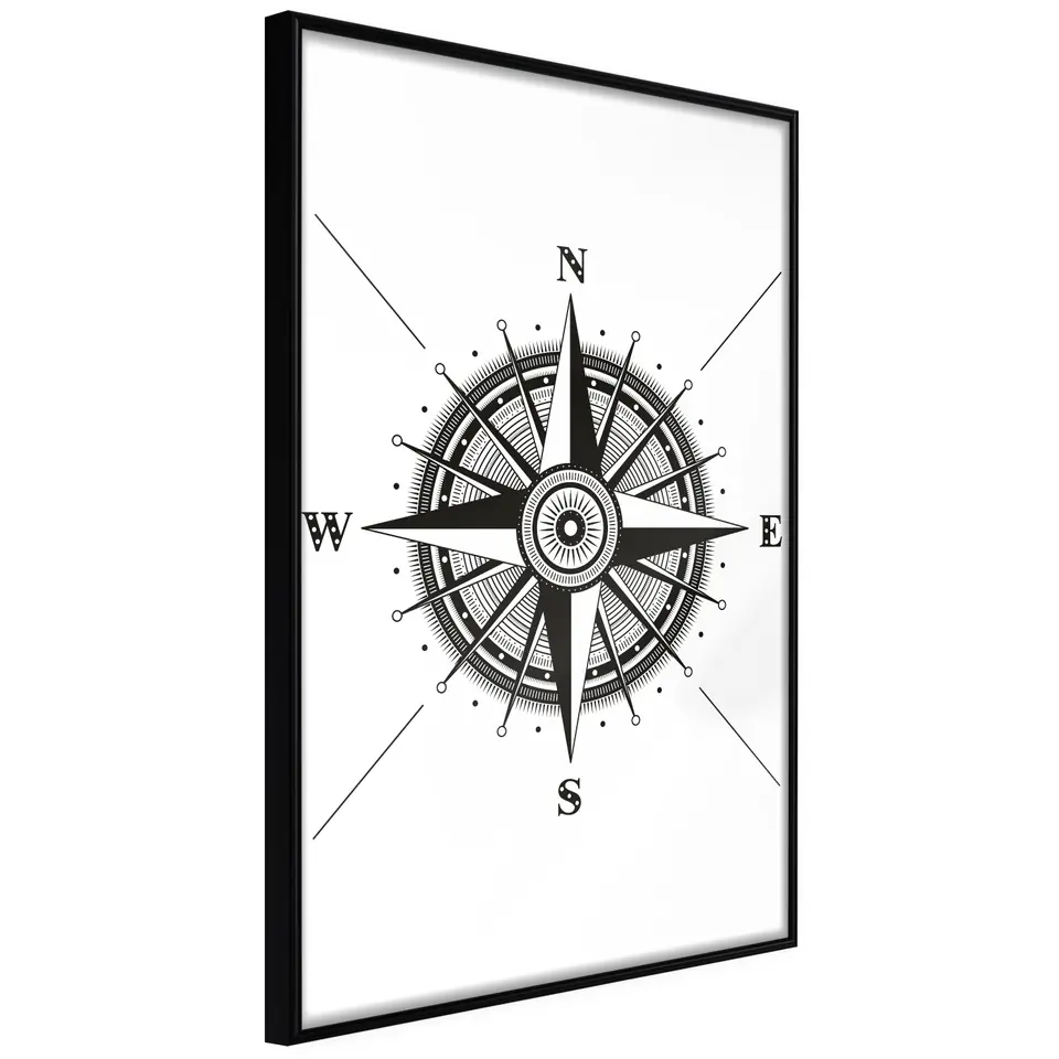 ⁨Plakat - Kompas [Poster] (rozmiar 20x30, wykończenie Rama czarna)⁩ w sklepie Wasserman.eu