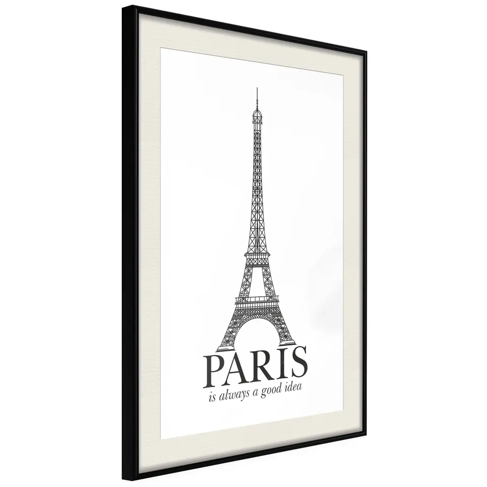 ⁨Poster - Eiffel Tower (size 30x45, finish Black frame with passe-partout)⁩ at Wasserman.eu
