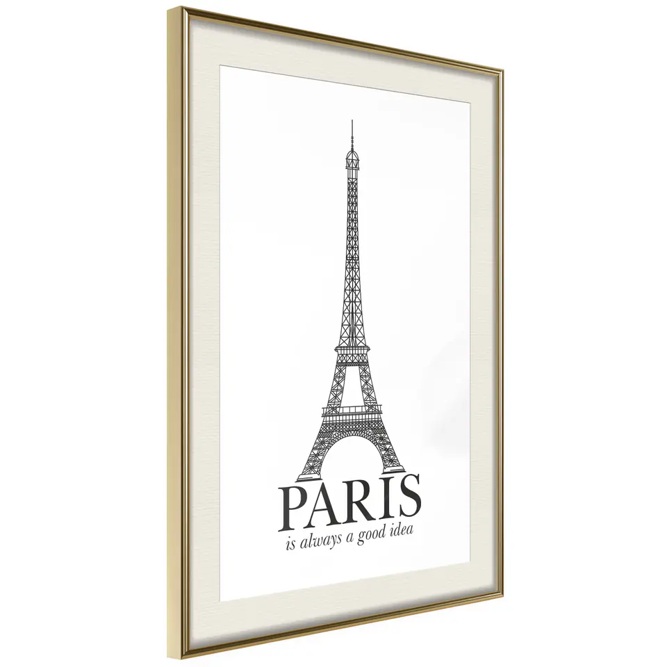 ⁨Plakat - Paris is always a good idea [Poster] (rozmiar 20x30, wykończenie Rama złota z passe-partout)⁩ w sklepie Wasserman.eu