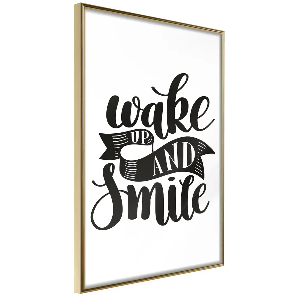 ⁨Plakat - Wake up and smile [Poster] (rozmiar 20x30, wykończenie Rama złota)⁩ w sklepie Wasserman.eu