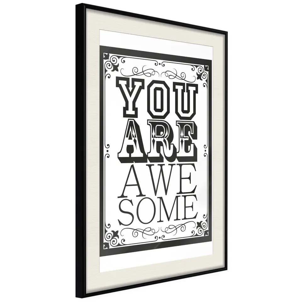 ⁨Plakat - You are awesome [Poster] (rozmiar 20x30, wykończenie Rama czarna z passe-partout)⁩ w sklepie Wasserman.eu