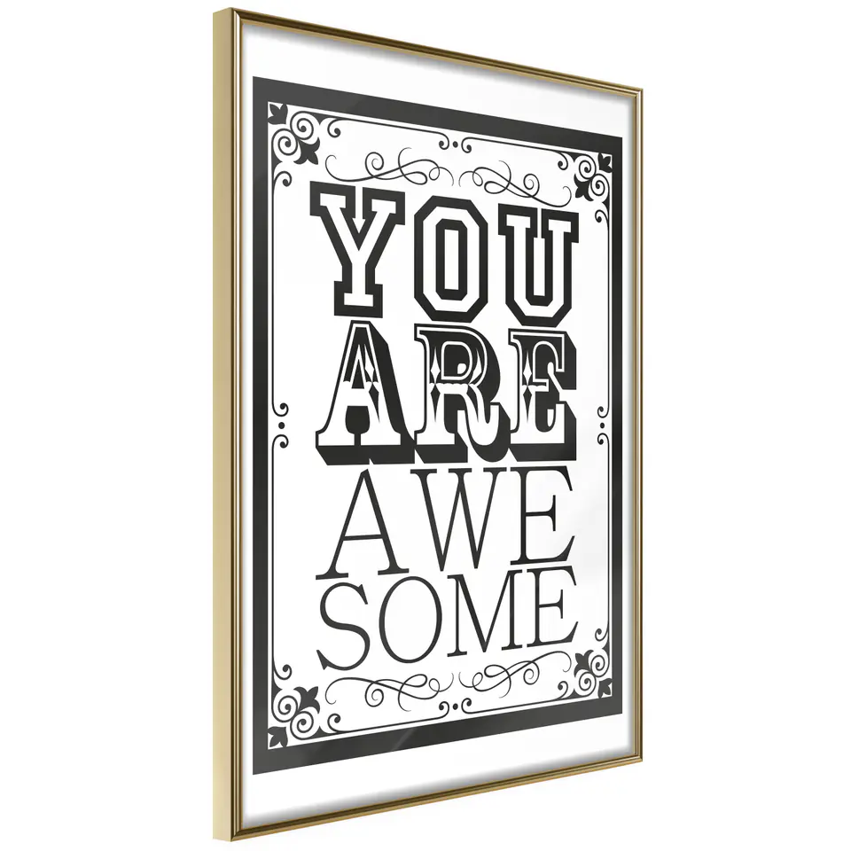 ⁨Plakat - You are awesome [Poster] (rozmiar 40x60, wykończenie Rama złota)⁩ w sklepie Wasserman.eu