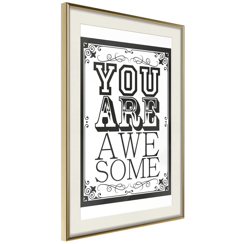 ⁨Poster - You are great (size 20x30, finish Gold frame with passe-partout)⁩ at Wasserman.eu