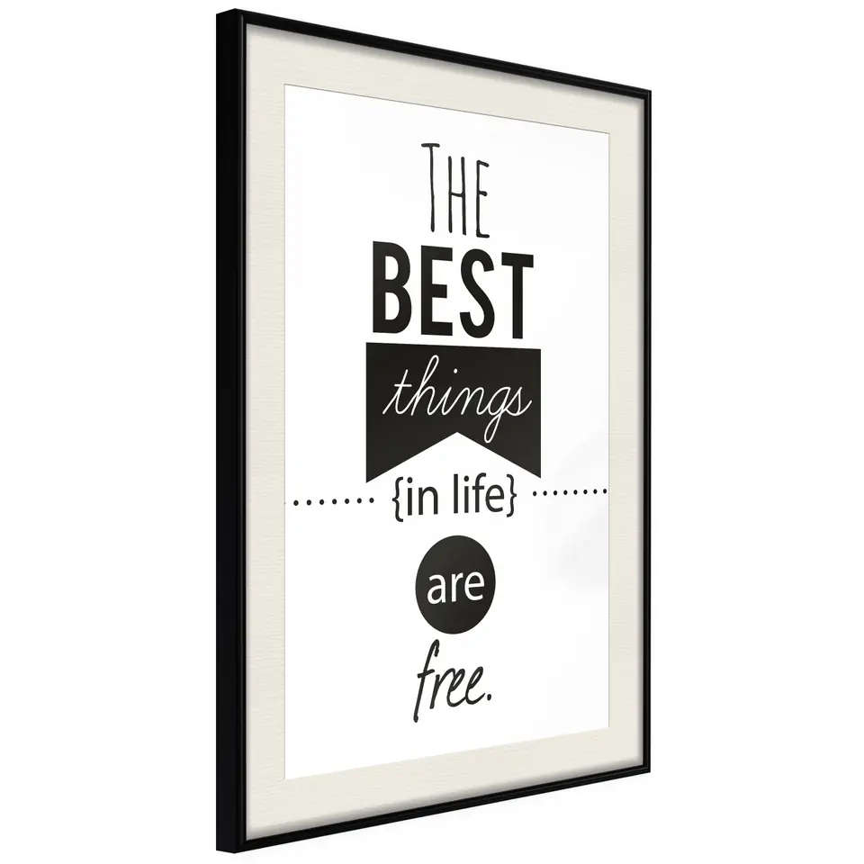 ⁨Plakat - The best things in life are free [Poster] (rozmiar 40x60, wykończenie Rama czarna z passe-partout)⁩ w sklepie Wasserman.eu