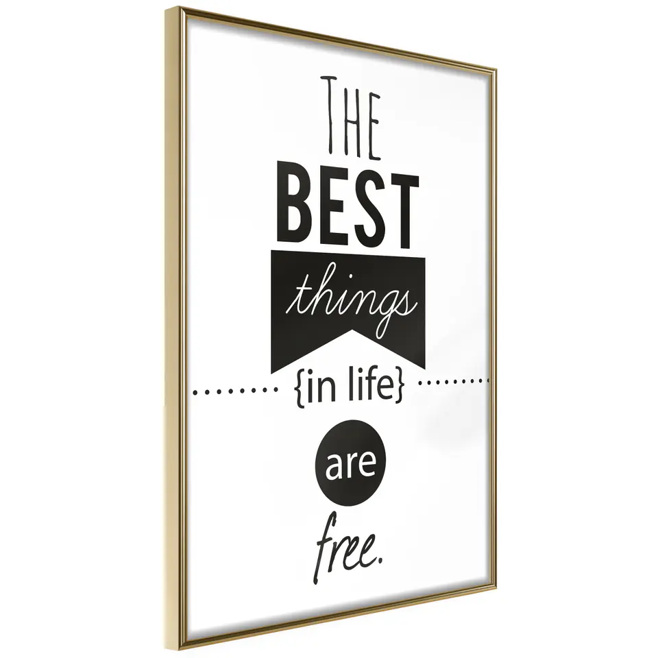 ⁨Plakat - The best things in life are free [Poster] (rozmiar 20x30, wykończenie Rama złota)⁩ w sklepie Wasserman.eu