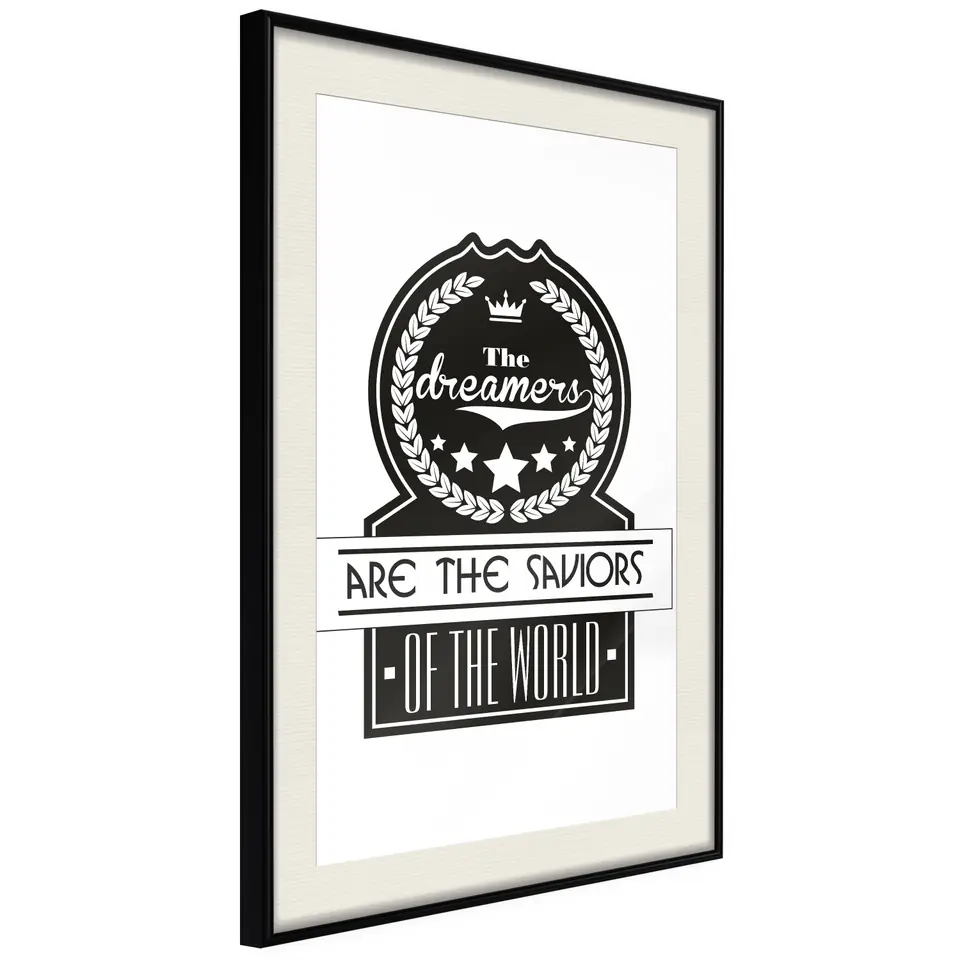 ⁨Plakat - The dreamers are the saviors of the world [Poster] (rozmiar 30x45, wykończenie Rama czarna z passe-partout)⁩ w sklepie Wasserman.eu