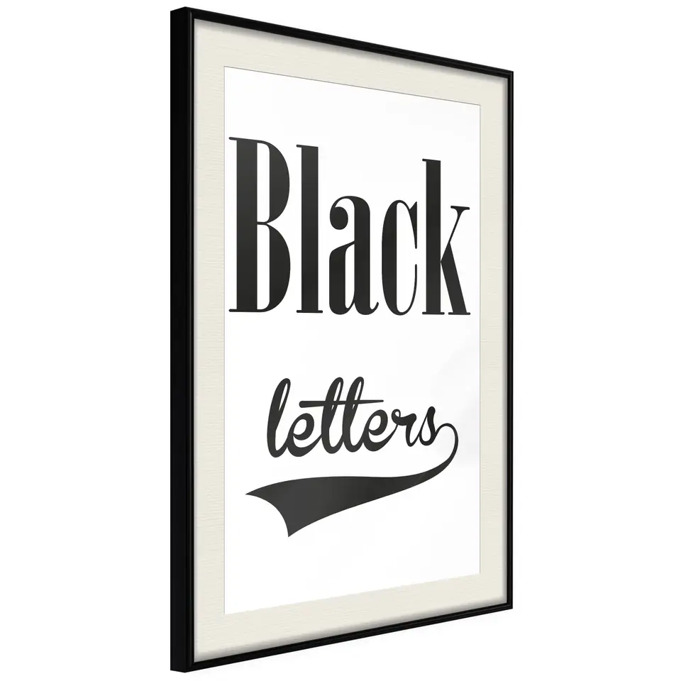 ⁨Plakat - Black letters [Poster] (rozmiar 20x30, wykończenie Rama czarna z passe-partout)⁩ w sklepie Wasserman.eu