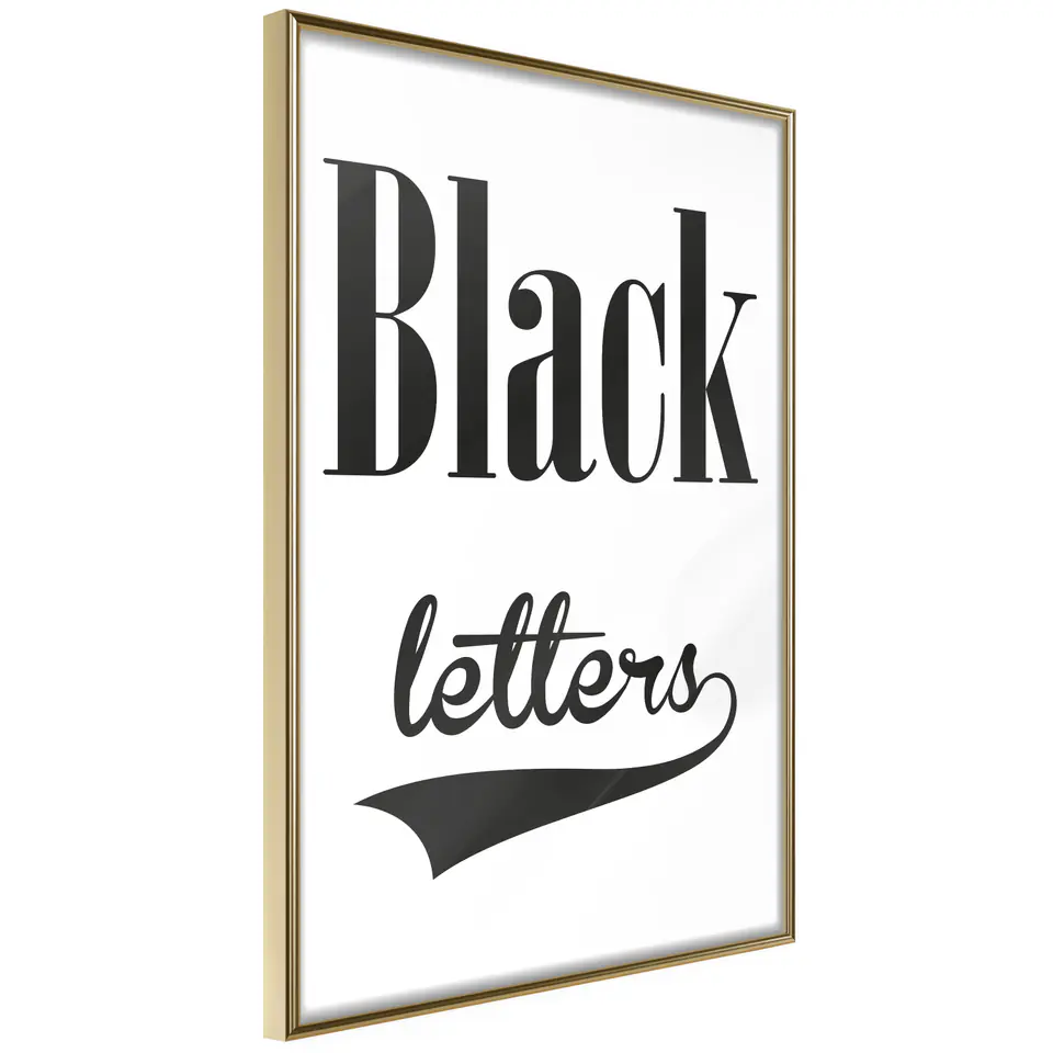 ⁨Plakat - Black letters [Poster] (rozmiar 20x30, wykończenie Rama złota)⁩ w sklepie Wasserman.eu