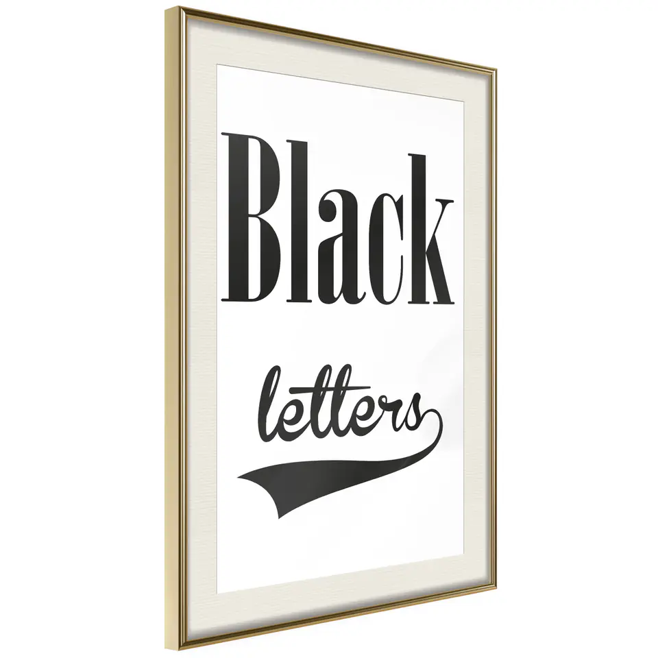 ⁨Plakat - Black letters [Poster] (rozmiar 30x45, wykończenie Rama złota z passe-partout)⁩ w sklepie Wasserman.eu