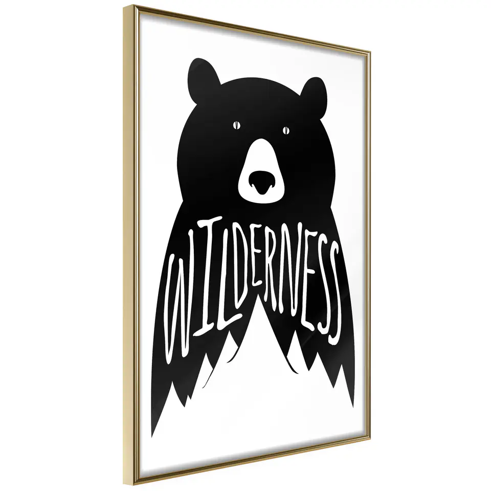 ⁨Poster - Wild bear (size 40x60, finish Gold frame)⁩ at Wasserman.eu