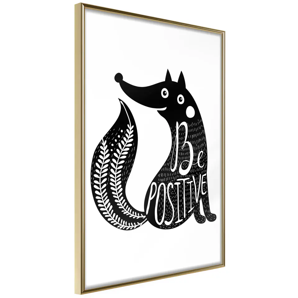 ⁨Plakat - Be positive [Poster] (rozmiar 20x30, wykończenie Rama złota)⁩ w sklepie Wasserman.eu