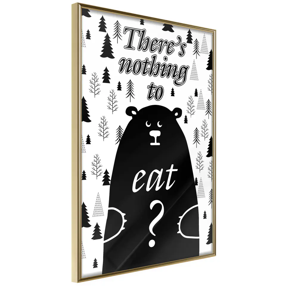 ⁨Poster - Hungry bear (size 40x60, finish Gold frame)⁩ at Wasserman.eu