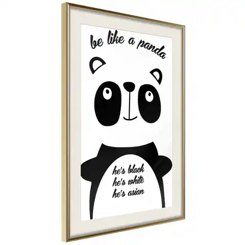 ⁨Plakat - Be like a panda [Poster] (rozmiar 20x30, wykończenie Rama złota z passe-partout)⁩ w sklepie Wasserman.eu
