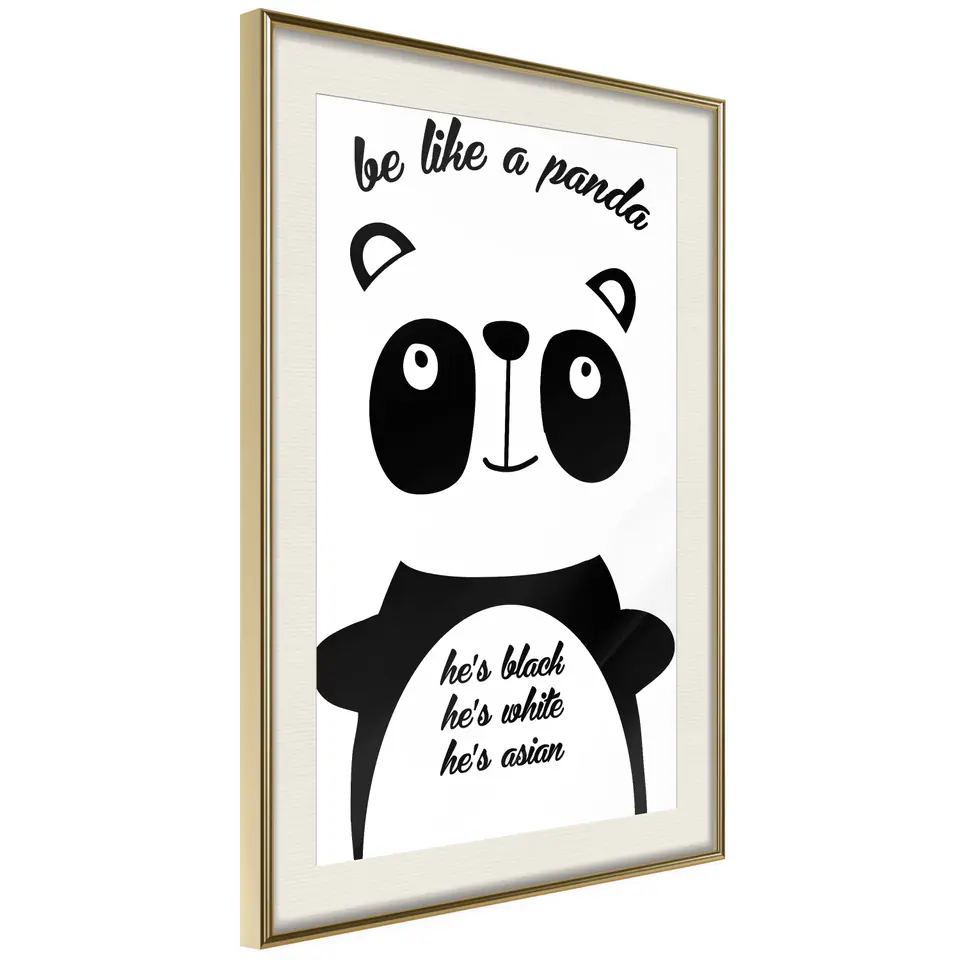⁨Poster - Tolerant panda (size 40x60, finish Gold frame with passe-partout)⁩ at Wasserman.eu