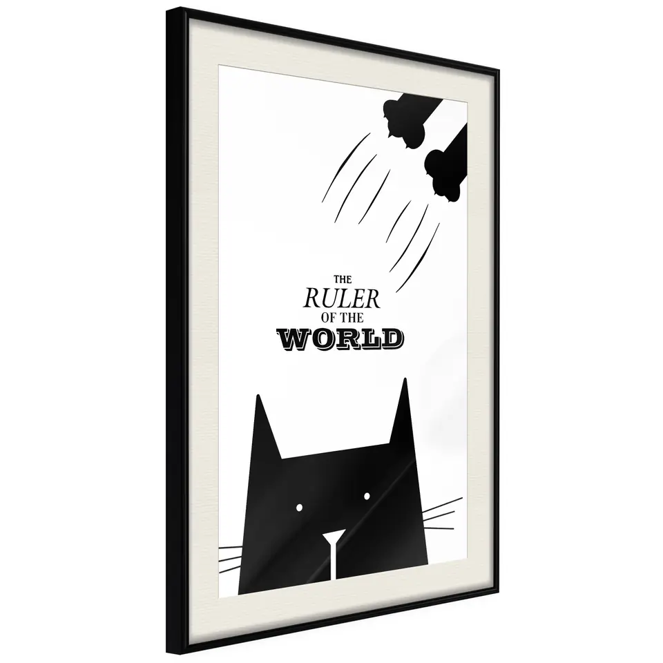 ⁨Poster - Overbearing cat (size 30x45, finish Black frame with passe-partout)⁩ at Wasserman.eu