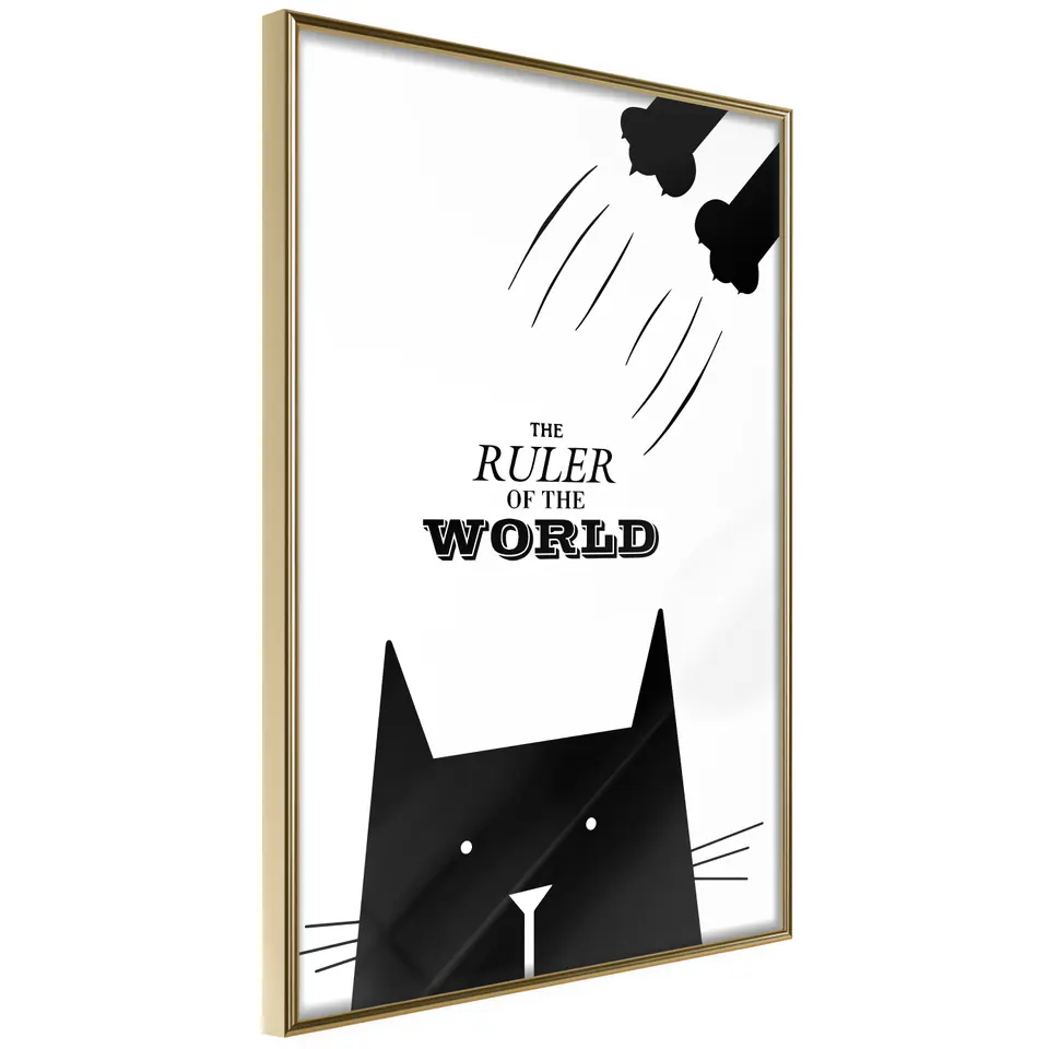 ⁨Poster - Bossy cat (size 30x45, finish Gold frame)⁩ at Wasserman.eu