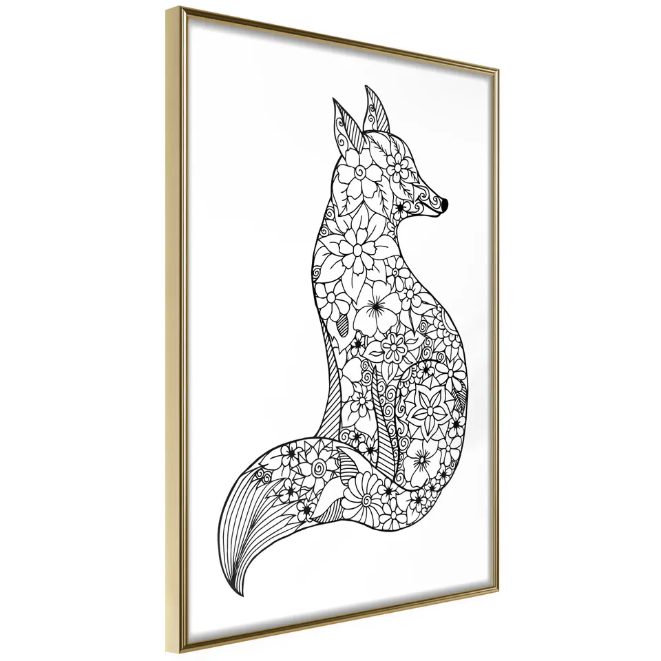 ⁨Poster - Openwork fox (size 20x30, finish Gold frame)⁩ at Wasserman.eu