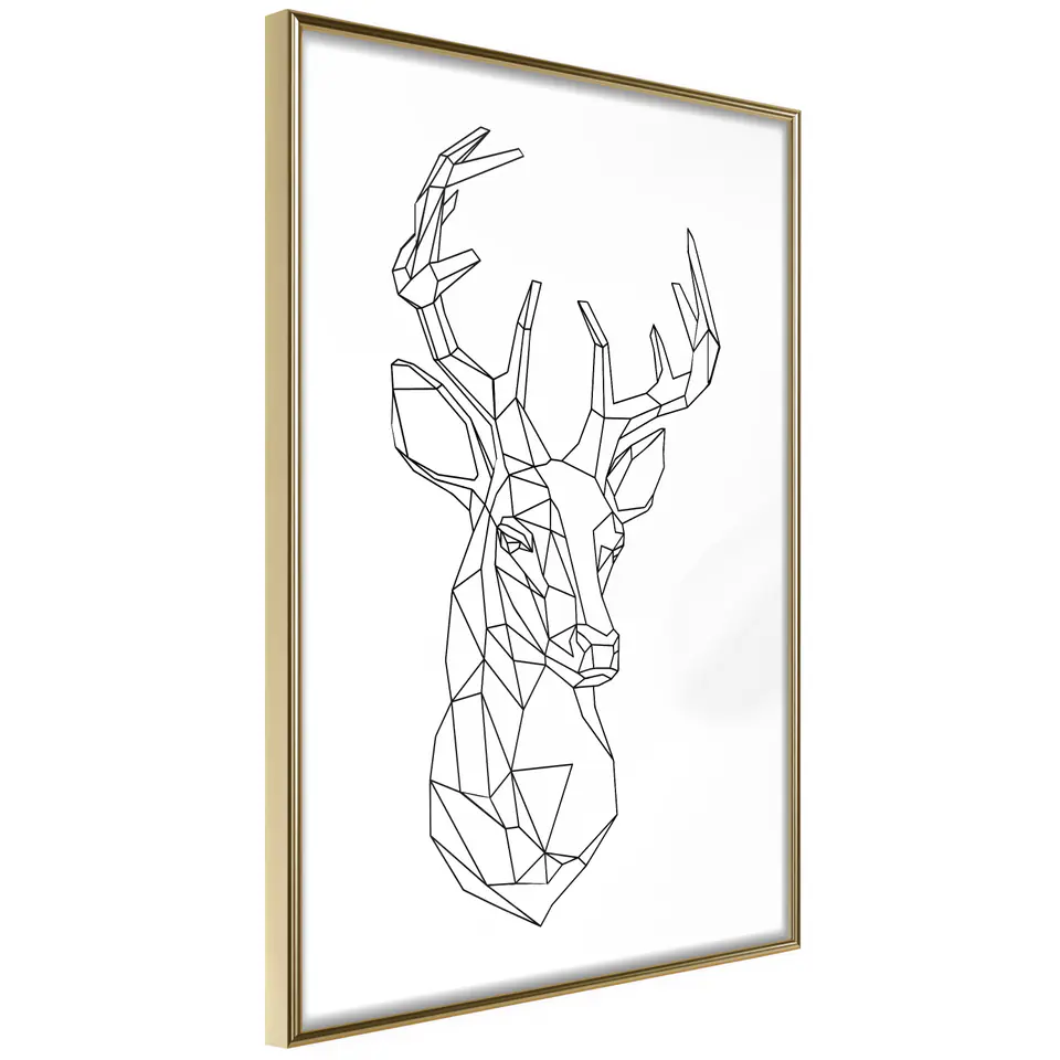 ⁨Poster - Minimalist deer (size 20x30, finish Gold frame)⁩ at Wasserman.eu
