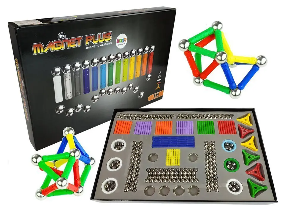 ⁨Set Magnastix Magnetic Bricks 560 + Board⁩ at Wasserman.eu