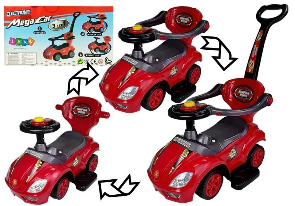 ⁨Pusher Ride Mega Car 3in1 Red⁩ at Wasserman.eu
