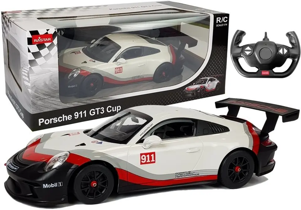 ⁨Auto R/C Porsche 911 GT3 CUP Rastar 1:14 Białe na pilota⁩ w sklepie Wasserman.eu