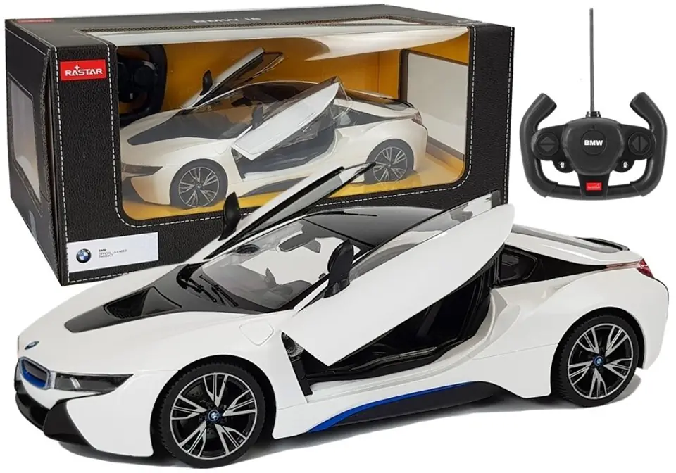 ⁨Auto R/C BMW i8 Rastar 1:14 Biały Drzwi Automatyczne⁩ w sklepie Wasserman.eu