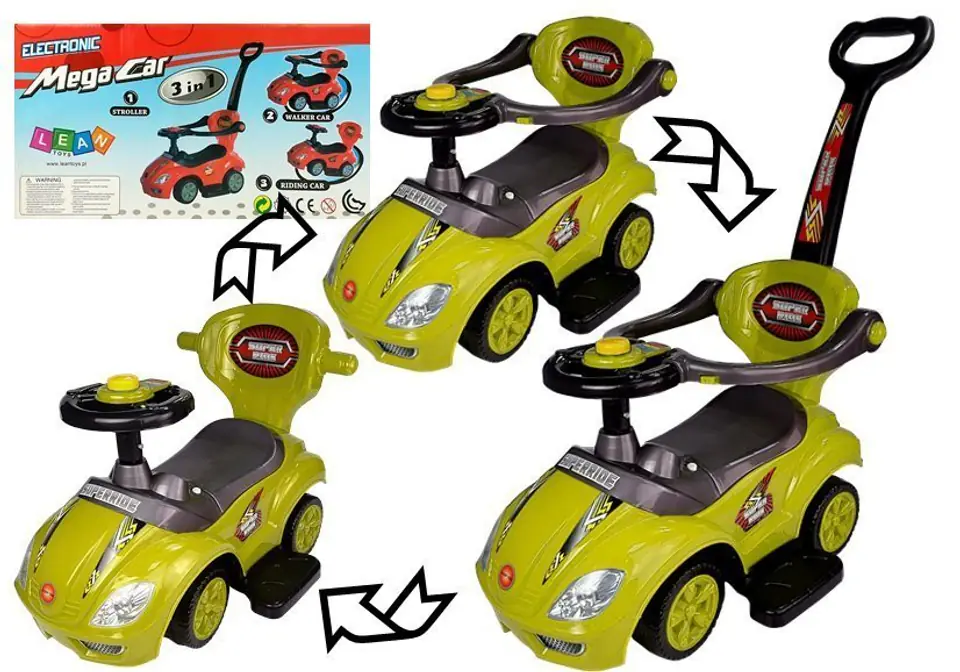 ⁨Jeździk z Pchaczem Mega Car 3w1 Żółty⁩ w sklepie Wasserman.eu