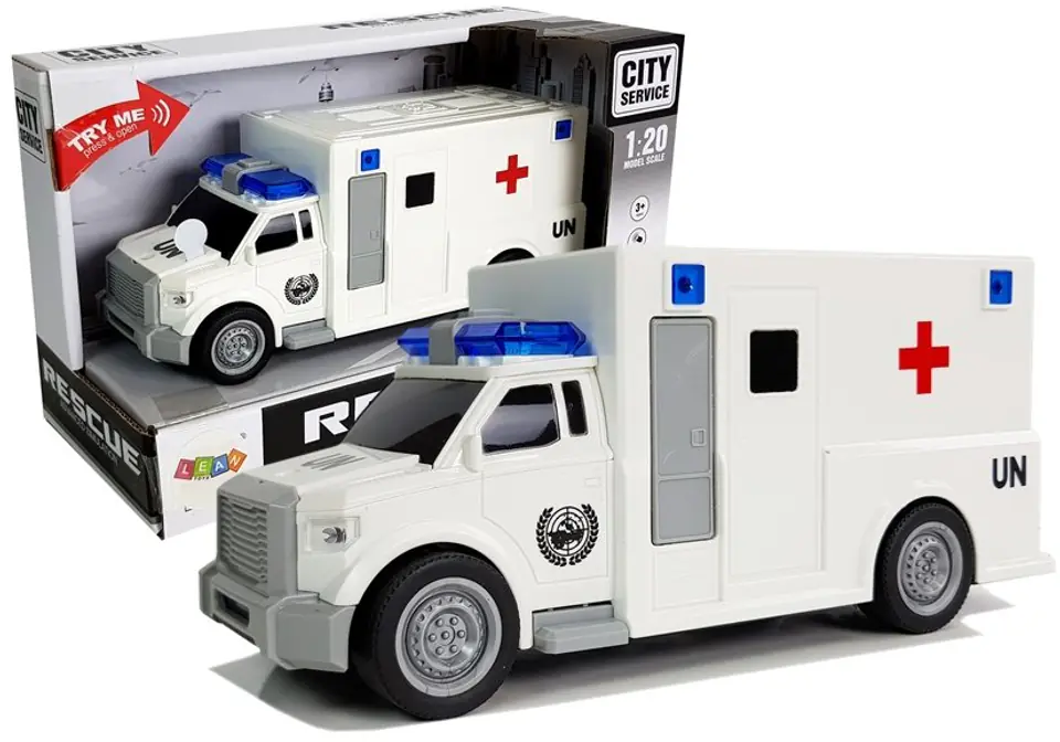 ⁨Auto Ambulans z napędem Karetka Pogotowia 1:20 z dźwiękiem⁩ w sklepie Wasserman.eu