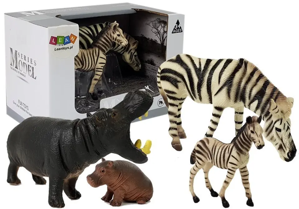 ⁨Set of Animal Figures Africa Hippopotamus Zebra⁩ at Wasserman.eu