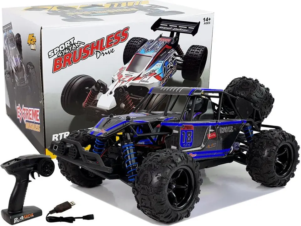 ⁨Auto Terenowe Buggy Zdalnie Sterowane 1:18 Niebieskie ENOZE 9303E 45 km/h⁩ w sklepie Wasserman.eu
