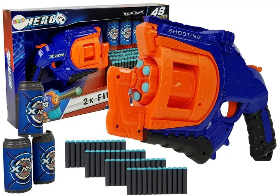 ⁨Foam Cartridge Pistol 48 pcs Rotating Magazine Blue-Orange⁩ at Wasserman.eu