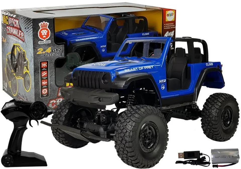 Auto Terenowe Zdalnie Sterowane 4x4 Amortyzatory 2.4G Niebieski w sklepie Wasserman.eu
